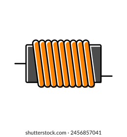Vector de color del componente electrónico del inductor. símbolo del componente electrónico del inductor. ilustración de símbolo aislado