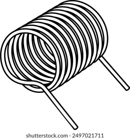 Inductor. Passive electronic component. Vector outline icon.