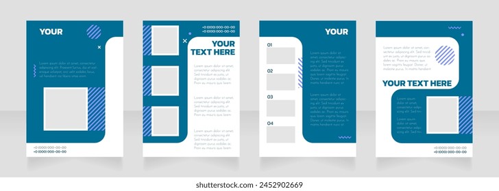 Indudstrial production blank brochure layout design. Service info. Vertical poster template set with empty copy space for text. Premade corporate reports collection. Editable flyer paper pages