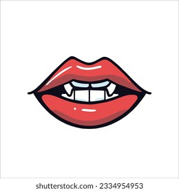 Diluir el encanto de la noche con este cautivador vector de Halloween de labios rojos seductores, revelando abruptos colmillos de vampiros.