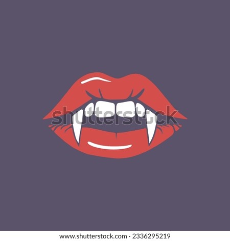 Indulge in the allure of the night with this captivating poster featuring red lips and seductive vampire fangs.