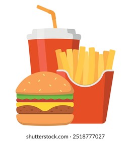 Indulge in a Delicious Fast Food Combo A Yummy Burger, Crispy Fries, and a Refreshing Drink