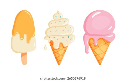 Entregue-se em deliciosos doces de sorvete Desfrute de picolé, serviço suave e delícias crocantes de cone