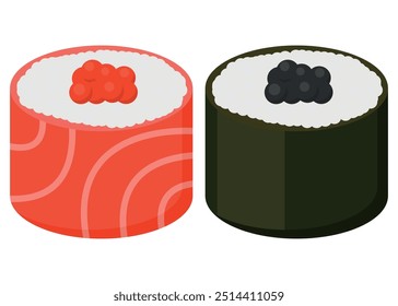 Indulge in Delicious Sushi Rolls made with Fish Roe and Wrapped in Nori Seaweed Sheets