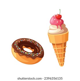 Indulge In The Delightful World Of Fast Food With Scrumptious Donut And Creamy Ice Cream, Sweet Sensations