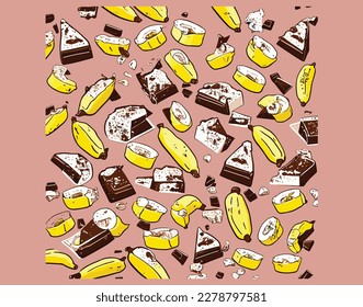 Indulge in the perfect blend of sweetness with our banana and chocolate inspired packaging designs!,packaging featuring bananas and chocolate,food and beverage packaging design