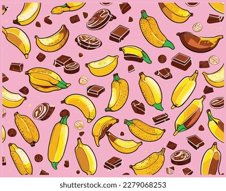 Indulge in the perfect blend of sweetness with our banana and chocolate inspired packaging designs!,packaging featuring bananas and chocolate,food and beverage packaging design