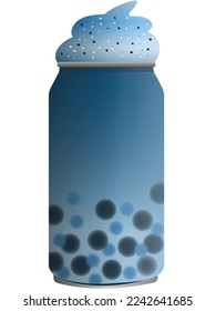 Indulge in the sweet and creamy goodness of this blue boba with whipped cream topping illustration. The perfect addition to any foodie's coloring book