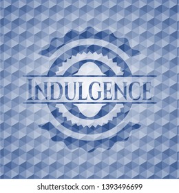 Indulgence blue emblem with geometric pattern background. Vector Illustration. Detailed.