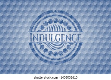Indulgence blue hexagon badge. Vector Illustration. Detailed.