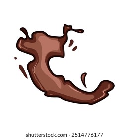 Dibujos animados del chapoteo del chocolate de la indulgencia. signo del chapoteo del chocolate de la indulgencia de la golosina de la golosina, cremoso rico, decadente de la confitería. Ilustración vectorial aislada del símbolo