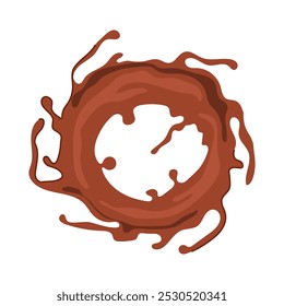 Dibujos animados del chapoteo del chocolate de la indulgencia. signo del chapoteo del chocolate de la indulgencia de la golosina de la golosina, cremoso rico, decadente de la confitería. Ilustración vectorial aislada del símbolo