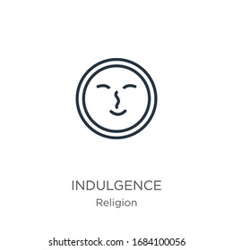 Indulgence icon. Thin linear indulgence outline icon isolated on white background from religion collection. Line vector sign, symbol for web and mobile