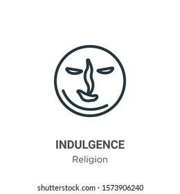 Indulgence Outline Vector Icon. Thin Line Black Indulgence Icon, Flat Vector Simple Element Illustration From Editable Religion Concept Isolated On White Background