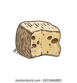 Indulgent and delicious block of cheese with nuts featuring a slice for Tasting