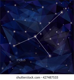 Indus constellation in night sky, background is a triangulation