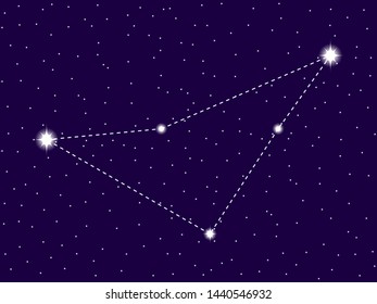 Indus constellation. Starry night sky. Cluster of stars and galaxies. Deep space. Vector illustration