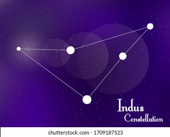 Indus constellation. Starry night sky. Cluster of stars, galaxy. Deep space. Vector illustration