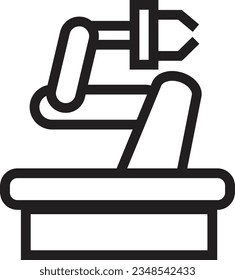 Icono de contorno de robot de máquina industrial