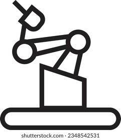 Icono de contorno de robot de máquina industrial