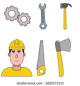 Industiral Worker and his tools Vector Art
