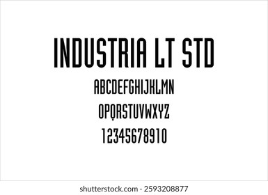 Industria LT Std font for logo and headline. Isolated vector typeset