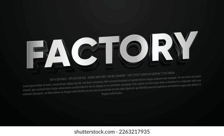 Industrial 3d style editable text effect template use for logo and business brand