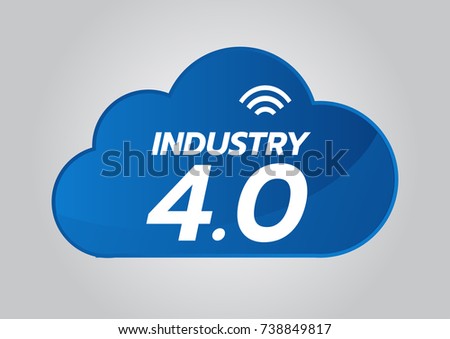 Industrial 4.0 concept, Smart Factory Vector Icon. WiFi Plant illustration. Internet of Things (IoT) Industrial Technology.