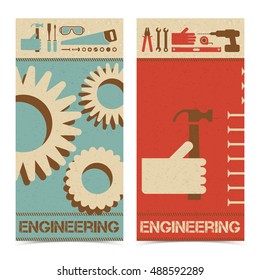 Industrial abstract banners set vector Illustration