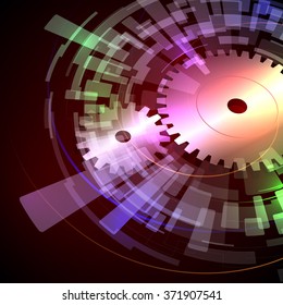 Industrial abstract image, gear and rotation, vector illustration