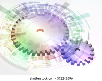 Industrial abstract image, gear and rotation, vector illustration
