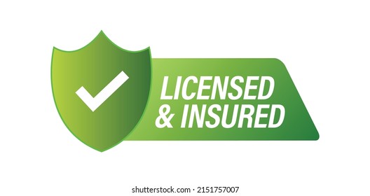 industrial abstract, licensed and insured vector icon. green in color 