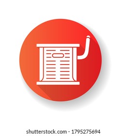 Industrial AC red flat design long shadow glyph icon. Central refrigeration system, climate control at work. Professional conditioner for industrial environment Silhouette RGB color illustration