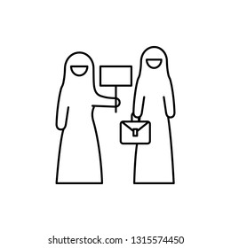 industrial action, Muslim businesswoman icon. Element of businesswoman in muslim world for mobile concept and web apps icon. Thin line icon for website design and development
