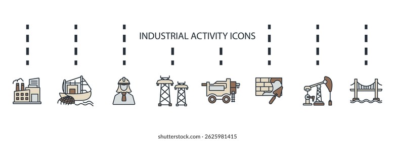 ícone de atividade industrial definir coleção .design estilo com fundo