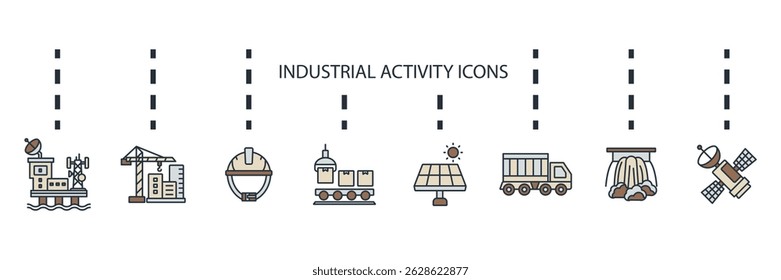 industrial activity icon set collection .design style with background