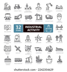 Industrial Activity icons Pack. Thin line Collection Smart Technology icons