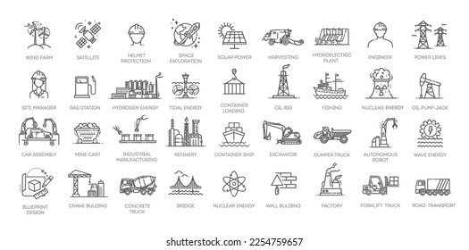 Industrial Activity icons Pack. Thin line Collection Smart Technology icons