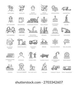 Pack de iconos de actividad de Industrial. Colección de línea delgada Iconos de Tecnología inteligente