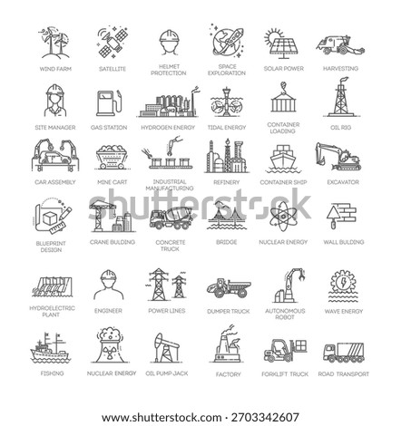 Industrial Activity icons Pack. Thin line Collection Smart Technology icons