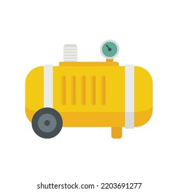 Industrial Air Compressor Icon. Flat Illustration Of Industrial Air Compressor Vector Icon Isolated On White Background