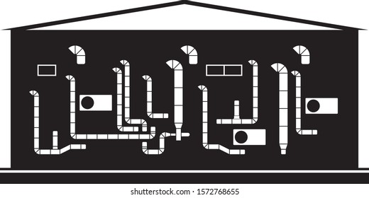 Industrial air conditioned warehouse - vector illustration