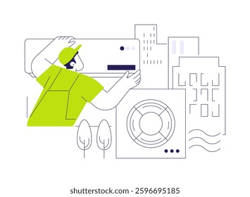 Industrial air conditioning abstract concept vector illustration. Modern urban purification system, air conditioning service processing, ecology environment and industry abstract metaphor.
