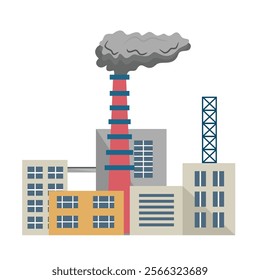 Industrial air pollution. Factory smoke attack. Emission problem. Climate change. Global warming. Ecological issue.