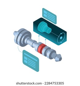 Industrial application of augmented reality technologies visualization hologram isometric concept 3d vector illustration