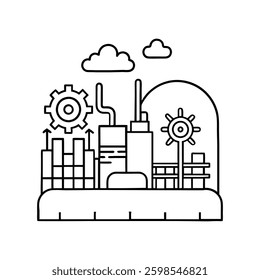 Industrial area coloring page illustration