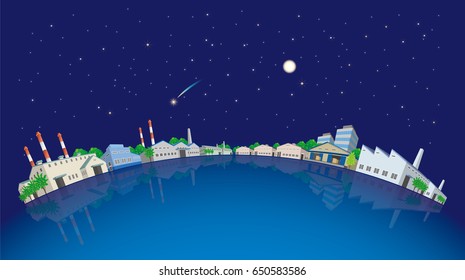 Industrial area, Night sky