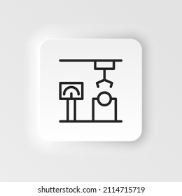 Brazo industrial, icono del robot de carga - Icono vectorial de estilo neumórfico vectorial sobre fondo blanco
