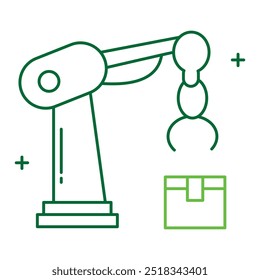Industrial Articulated Robot Vector Icon Design, articulated robot, robotic arm, automation technology, factory robots, manufacturing automation