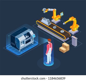 Industrial Augmented Reality Applications Isometric Composition Stock ...